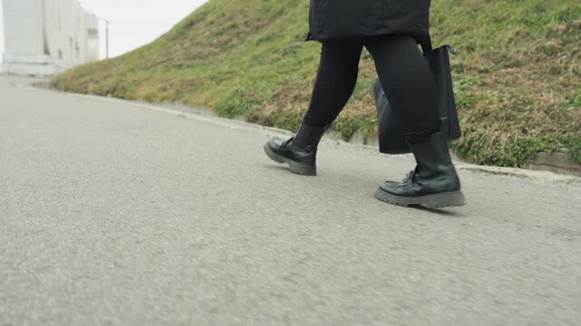 Energetic shoes glide through urban scene. Dynamic footwear moves swiftly along lively city sidewalks. Animated footsteps echo as shoes carry through vibrant city streets and pathways