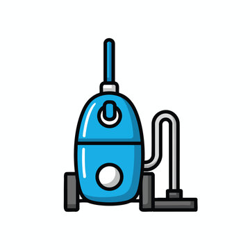 Colorful Cartoon Vacuum Cleaner Illustration for Cleaning and Household Concepts