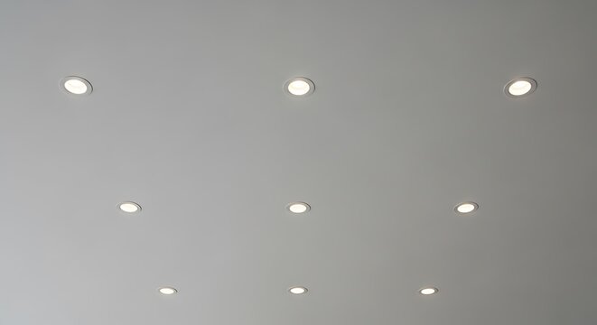 Modern Ceiling with Recessed LED Spotlights in a Grid Pattern
