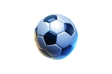 Fototapeta premium Glossy soccer ball with blue highlights and smooth leather texture for sports branding and football tournament promotional isolated on a transparent background