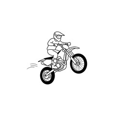 Obraz premium Motocross Rider Performing a Jump Vector Line Art