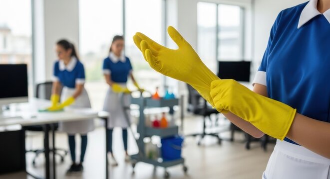 Cleaning Staff Preparing for Disinfection