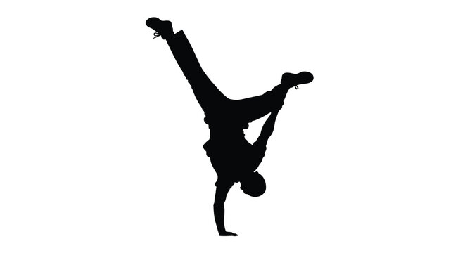 breakdancer performing handstand silhouette high quality professional detailed
