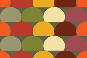 Mid-Century Modern Semicircle Seamless Pattern in Earthy Scallop Design.  © Thanawat