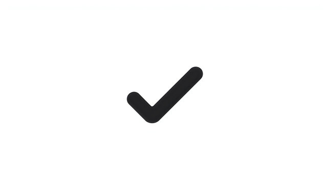 Minimalist black checkmark icon with rounded ends isolated on white background