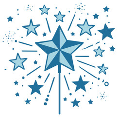 Obraz premium Sparkling Starburst with Festive Celebration Elements and Dotted Trails