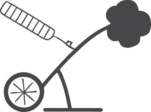 Abstract illustration of vintage catapult siege engine for fortress assault with projectile