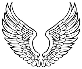 Fototapeta premium Stylized Angel Wings Design Illustration in Black and White