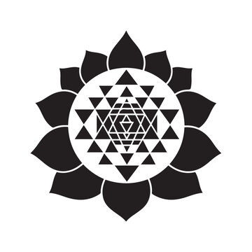 Sri Yantra Sacred Geometry Mandala Lotus Flower.