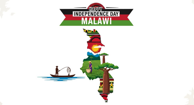 Happy Independence Day Malawi with iconic imagery