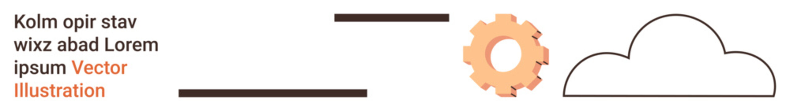 Cloud computing, data processing, technology innovation, network storage, digital infrastructure, business solutions. A gear icon connected to a cloud outline. Cloud computing and data processing