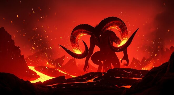 Horned Monster in Lava.
