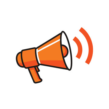 Vibrant Orange Megaphone Icon for Communication and Announcement