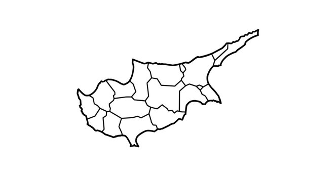 Cyprus map with regional district borders.