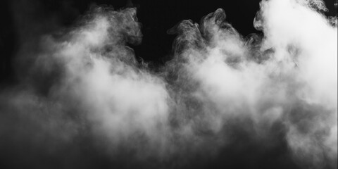 A captivating image of white smoke gracefully drifting against a stark black background. The texture adds depth, creating an ethereal and mysterious atmosphere. © WASIF-MEHMOOD
