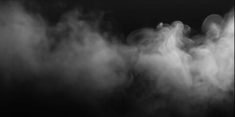 A captivating image of white smoke gracefully drifting against a stark black background. The texture adds depth, creating an ethereal and mysterious atmosphere. © WASIF-MEHMOOD
