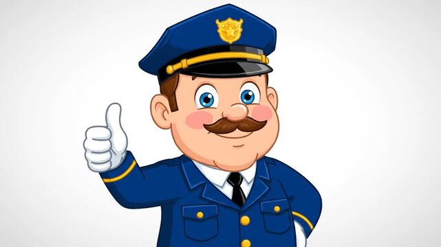 A cartoon policeman giving a thumbs up gesture confidently