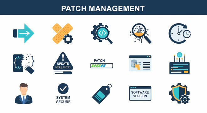 Patch Management Icons and Symbols for Software Updates and Security.