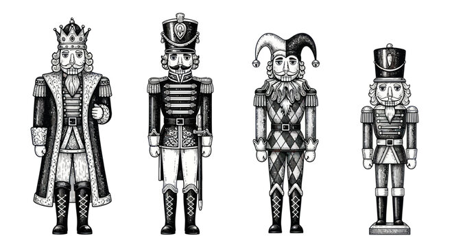 Nutcracker Figures Collection: King, Soldier, Jester, and Traditional Nutcracker