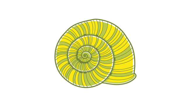 Stylized Snail Shell Illustration: Yellow and Green Spiral Pattern