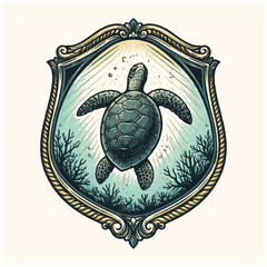 Sea Turtle Swimming Underwater Ocean. © IP STOCK