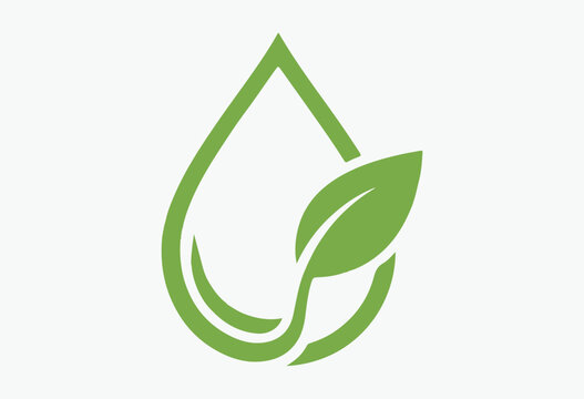 Minimalist waterdrop and leaf vector, Eco friendly icon.