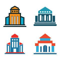 Fototapeta premium Colorful building icons set buildings architecture structures icons colorful graphic design elements isolated on white background