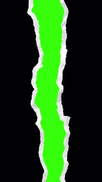 Wave Paper Tear Border Opening Transition Green Screen Overlay Smooth Reveal Transparent Background 4K Video