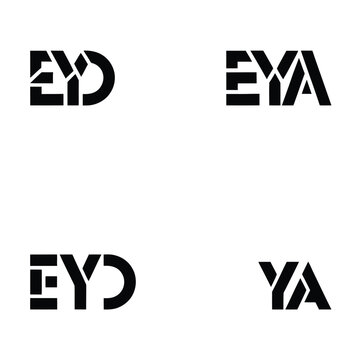 Collection of modern eyd and eya logos with unique geometric designs