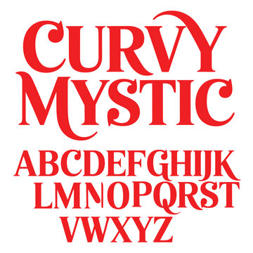 Curvy mystic alphabet with red letters
