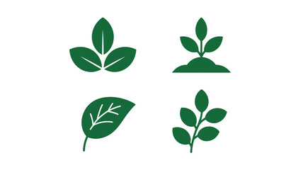 Fototapeta premium green leaf icons set minimalist style on white background