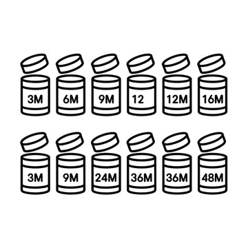 Pill Bottles Illustration with Dosage Labels Black and White