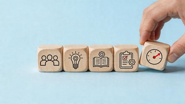 Business management strategy planning teamwork innovation concept growth chart speed process optimization corporate education success factors organizational structure time