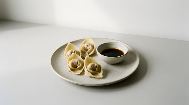 Delicious dumplings on a plate served.