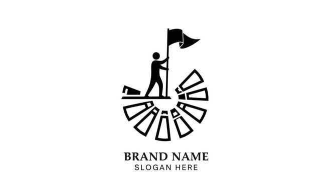Minimalist Person Walking on Circular Path Logo Design.