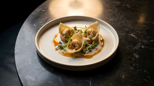 Delicious dumplings on a plate.