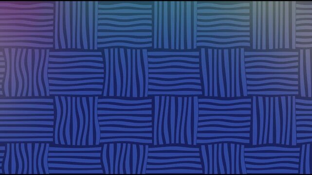 Blue abstract geometric pattern background with wavy lines and weave texture