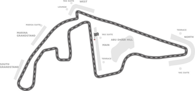 The Formula One F1 Race Track outline drawing or vector