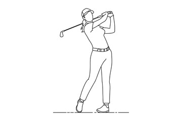 Obraz premium simple lineart illustration of a female golfer