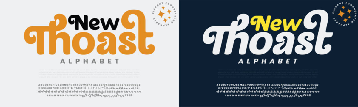 Retro serif font alphabet display new thoast with graphic desi