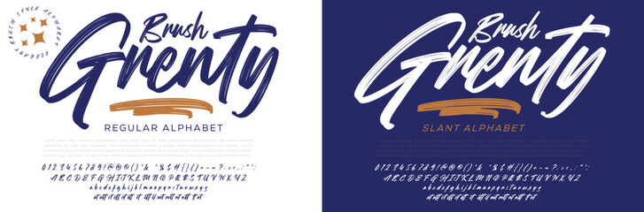 Brush gventy typography logo design vector with company name © Shahabul