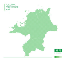 Fototapeta premium 福岡県・Fukuoka(ドット地図)
