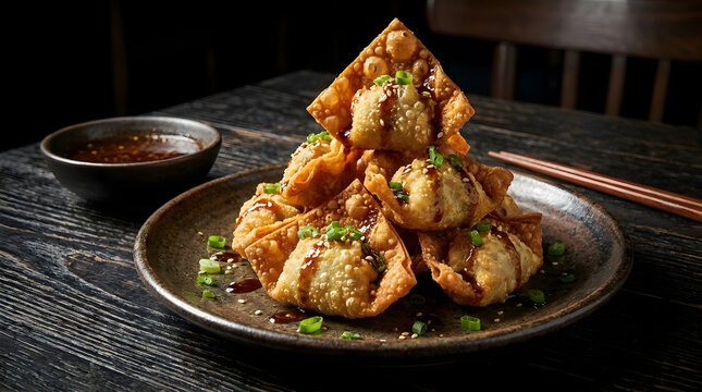 Delicious dumplings on a plate.
