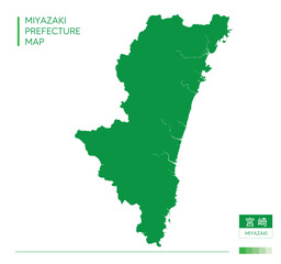 Fototapeta premium 宮崎県・Miyazaki(地図)