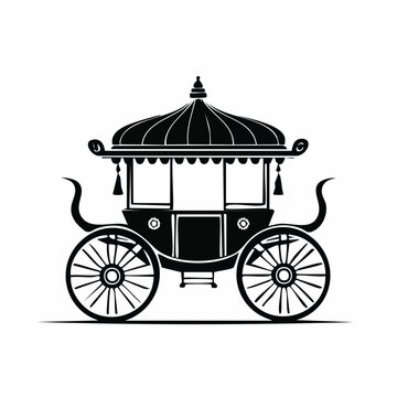 Vintage Horse-Drawn Carriage Silhouette