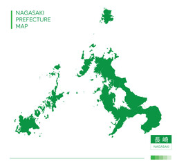 Fototapeta premium 長崎県・Nagasaki(地図)