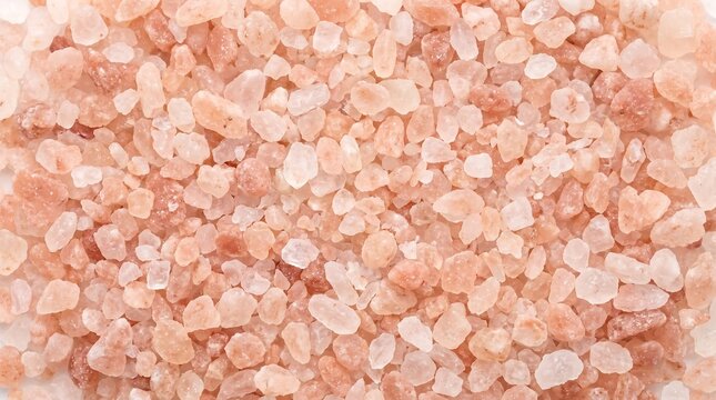 Himalayan pink salt crystals background in bright light