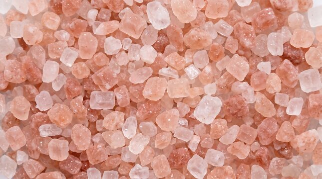 Pink Himalayan salt crystals background with natural lighting