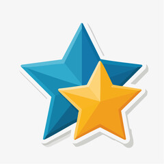 Obraz premium Two stylized stars, one blue and one yellow, overlapping