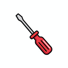 Fototapeta premium Illustration of a flathead screwdriver with a red handle.